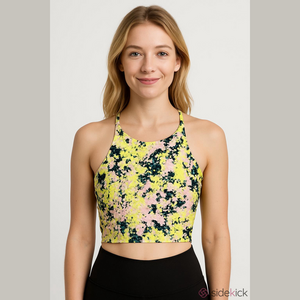 Old Navy, active powersoft light support, built-in long line bra, dizzy floral M